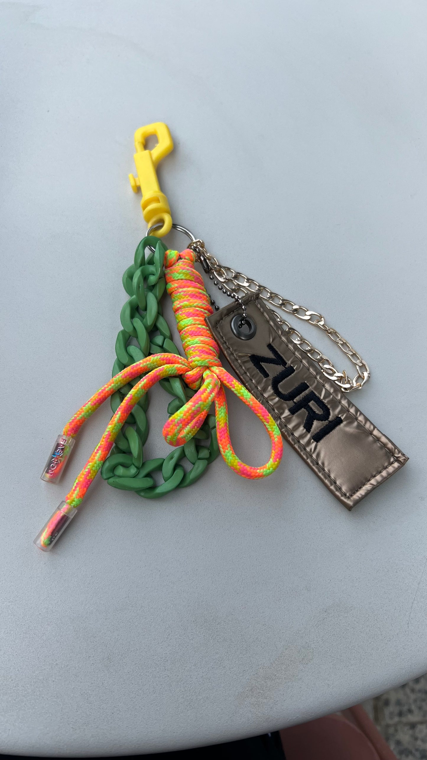 Bag charm - Gold x green