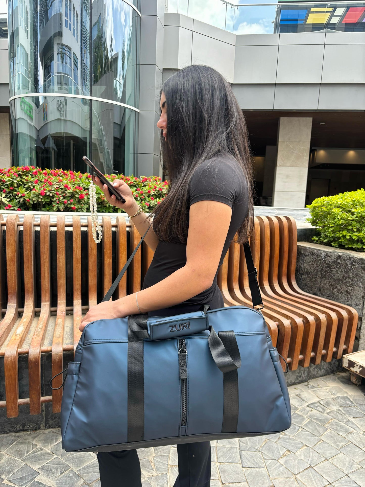 Luna Duffle- Metallic Navy blue