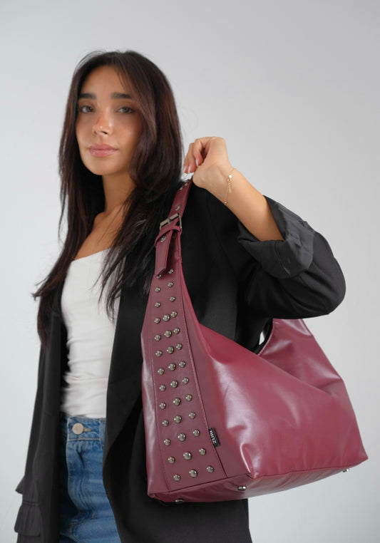 Kamara grande studs -Leather Burgundy