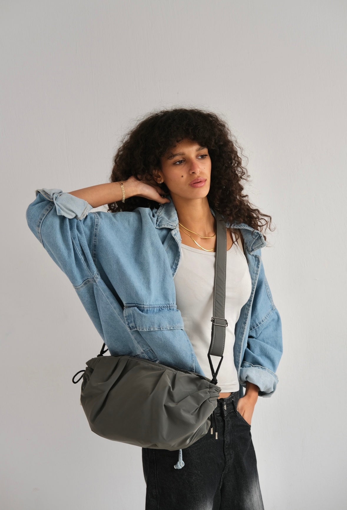 Medium String Bag - Dark Grey