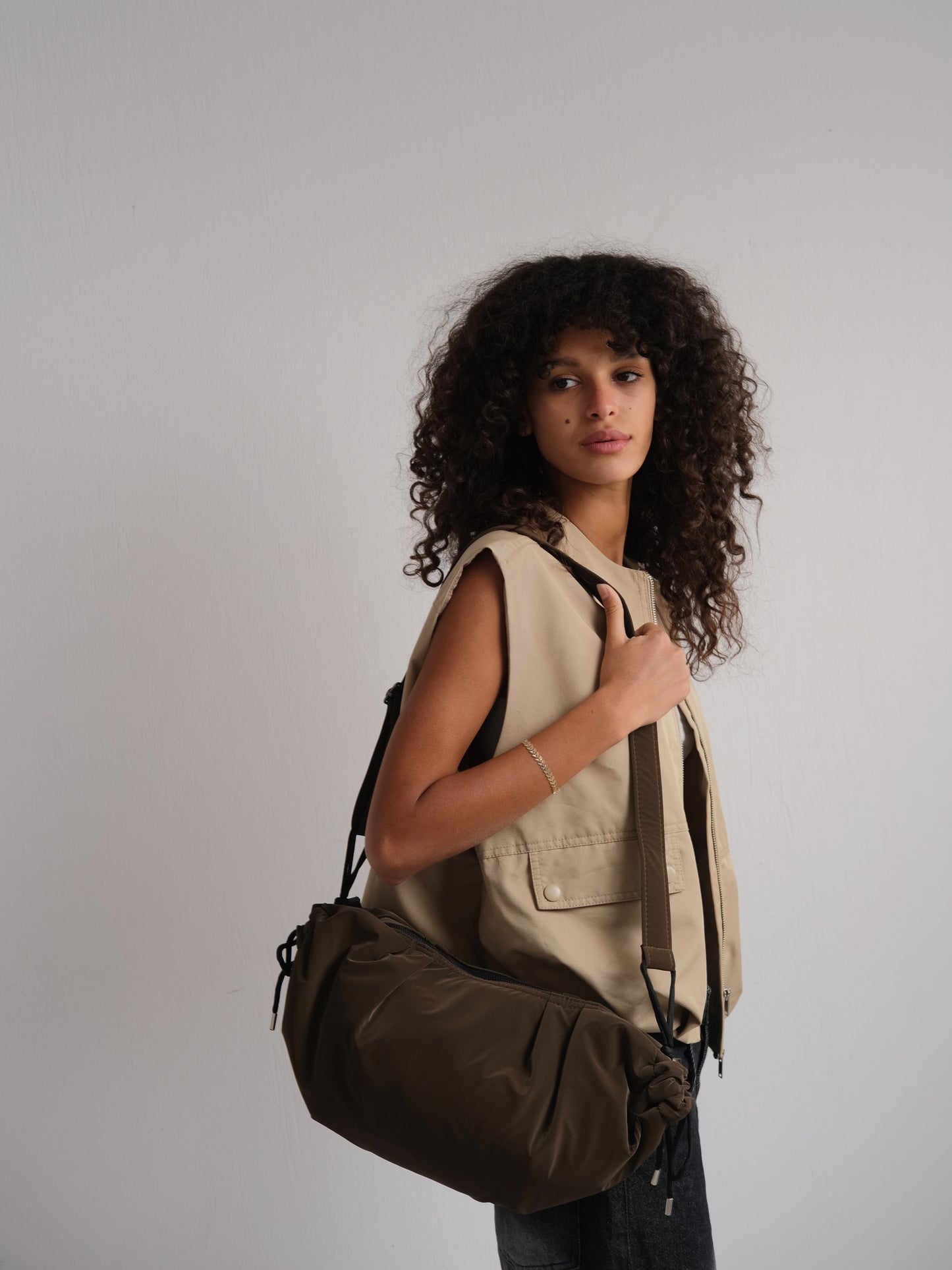 Medium String Bag - Brown