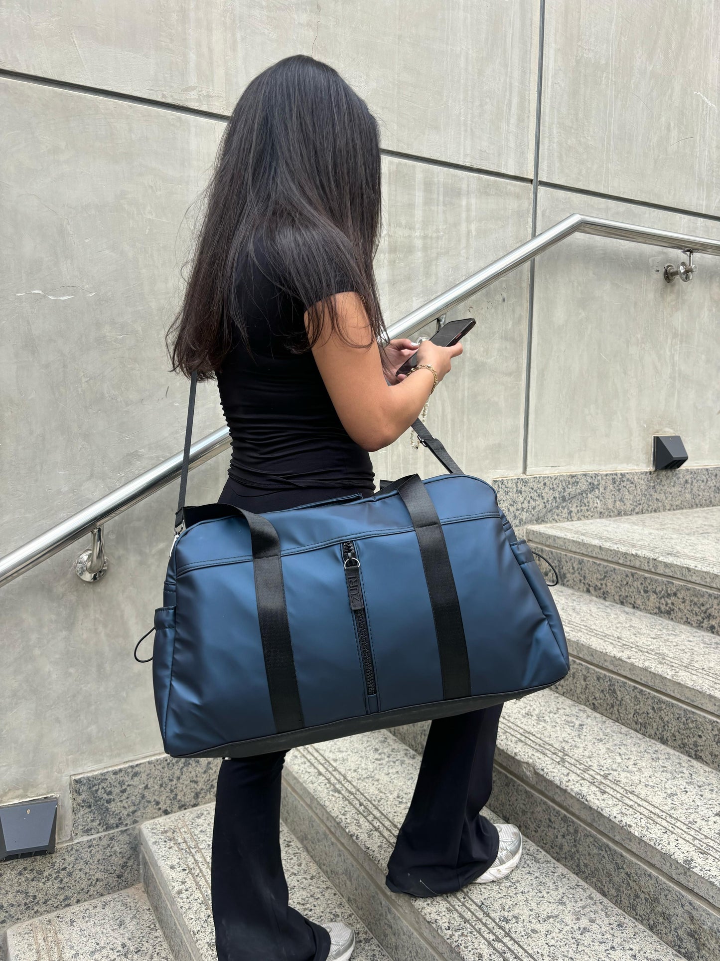 Luna Duffle- Metallic Navy blue