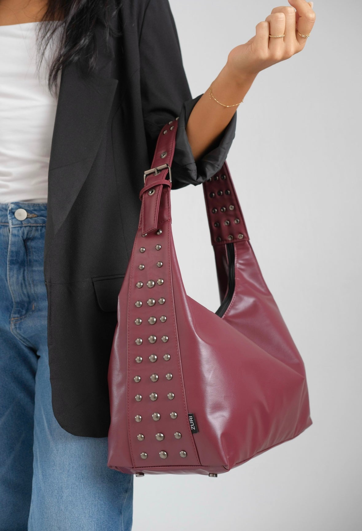 Kamara grande studs -Leather Burgundy