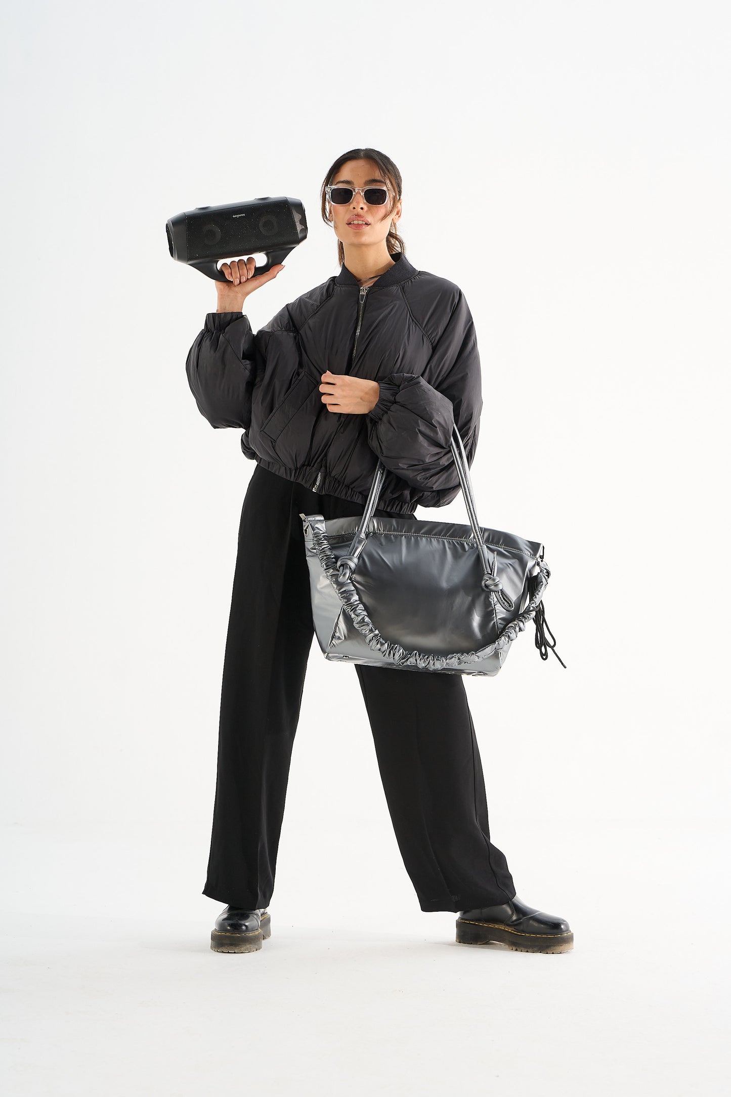 Via Tote - Dark Silver