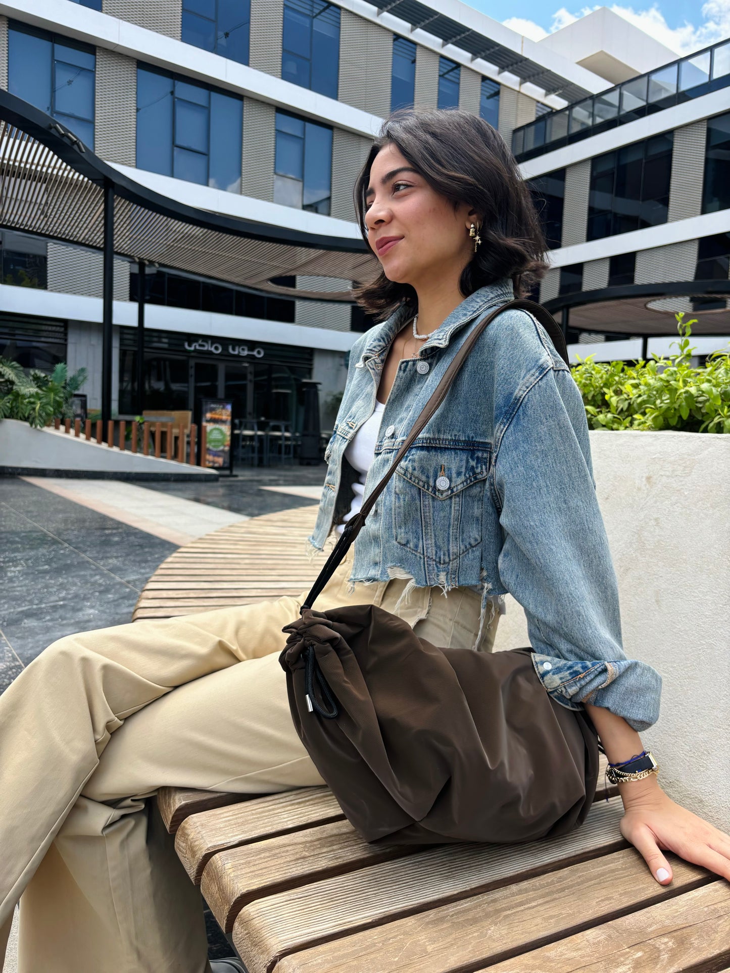 Medium String Bag - Brown