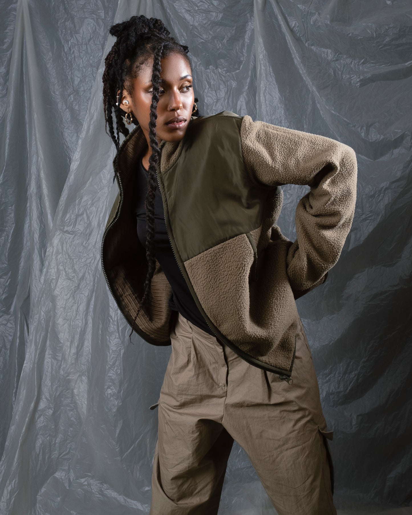 Waterproof - Fleece olive jacket