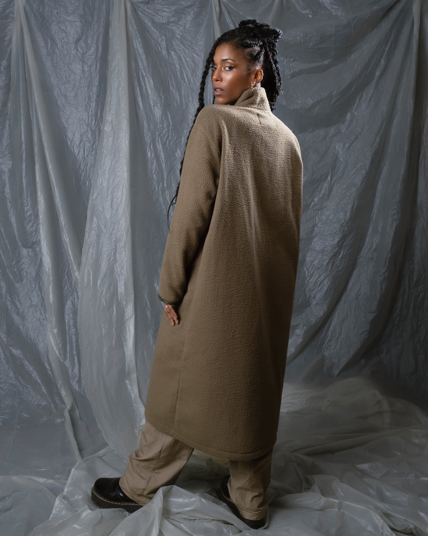 Olive fleece coat