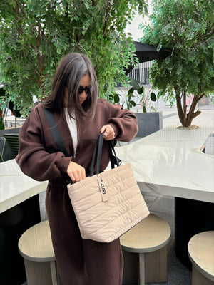 Puffer Handbag - Cafe