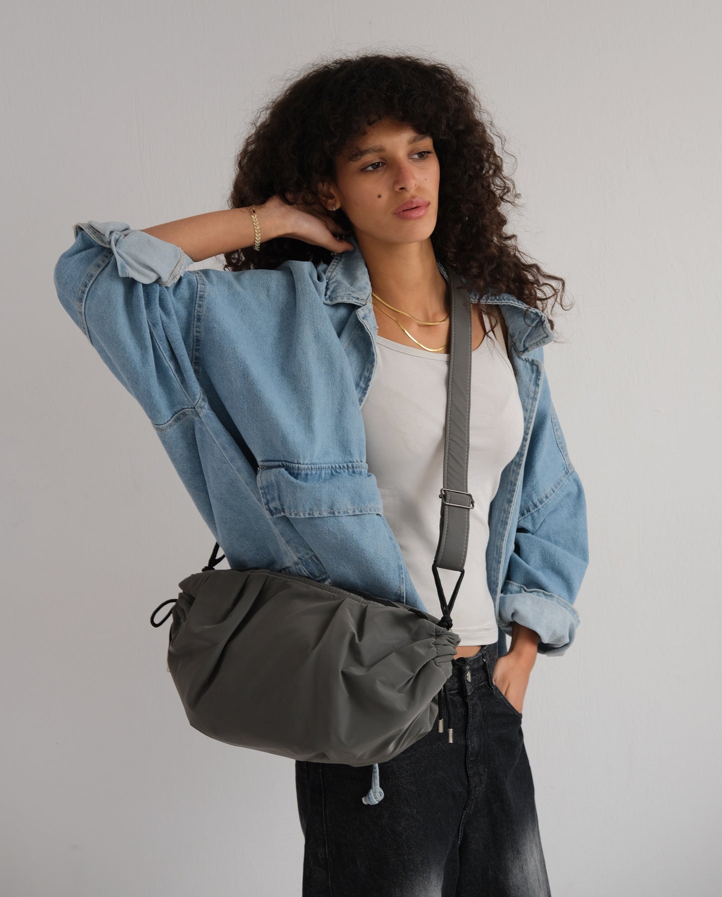 Medium String Bag - Dark Grey