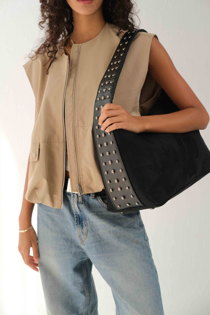 Kamara Grande Studs- Suede Black