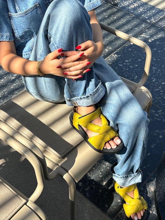 Puffed Sandals - Mustard