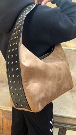 Kamara Grande Studs- Suede cafe