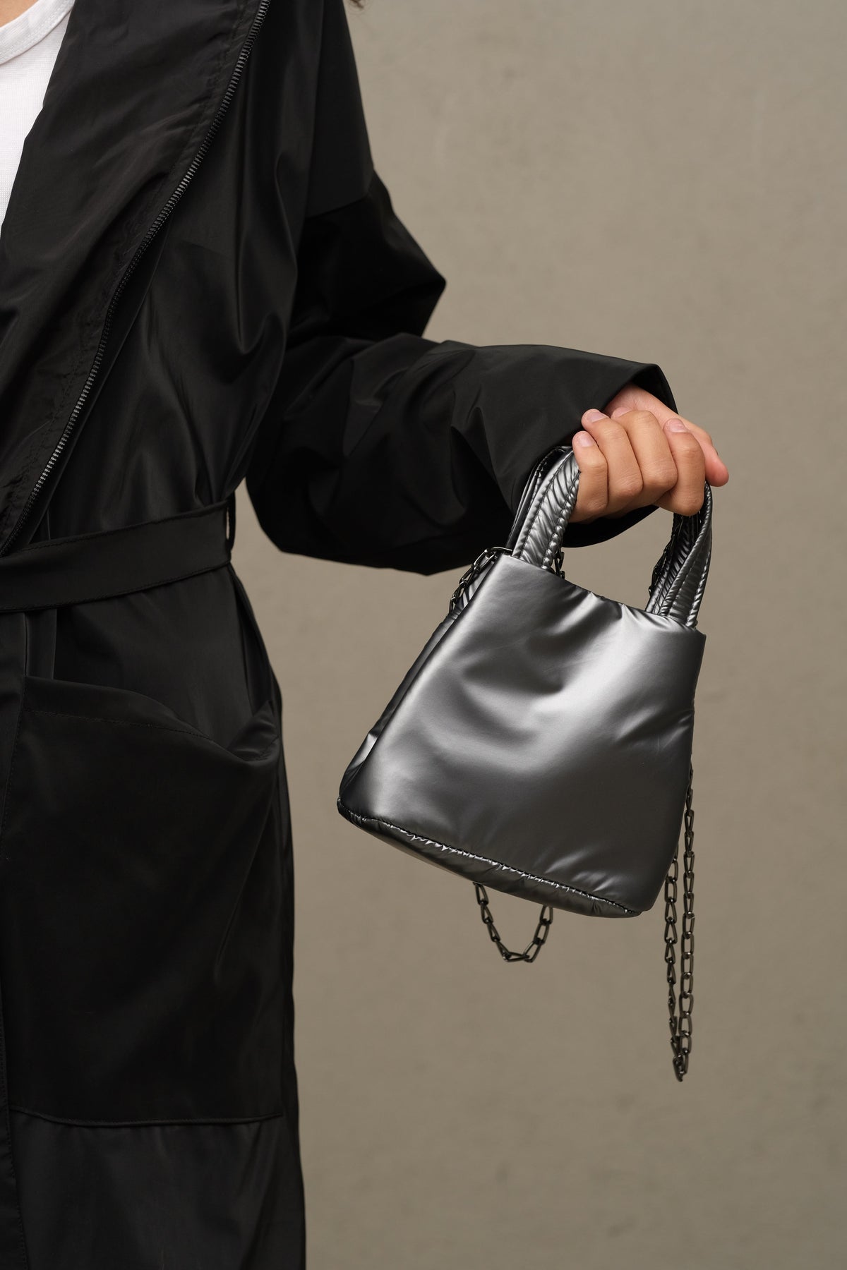 Micro bag dark silver