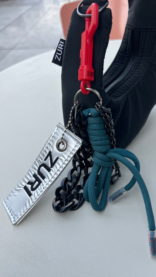 Bag charm - Silver x blue