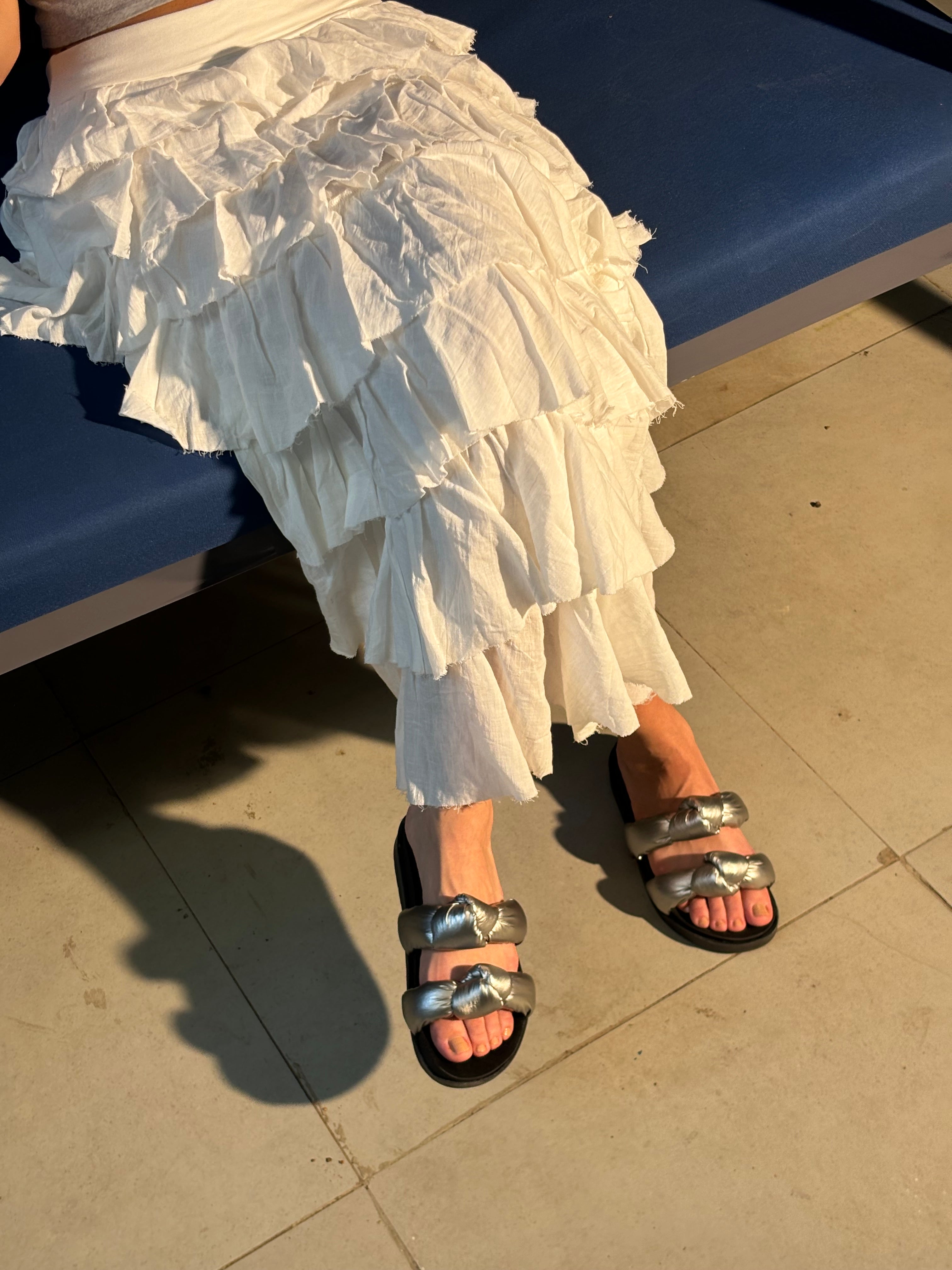 Puffed Slippers - Silver