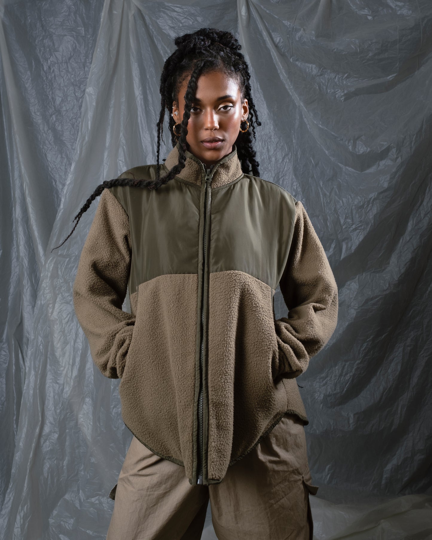 Waterproof - Fleece olive jacket