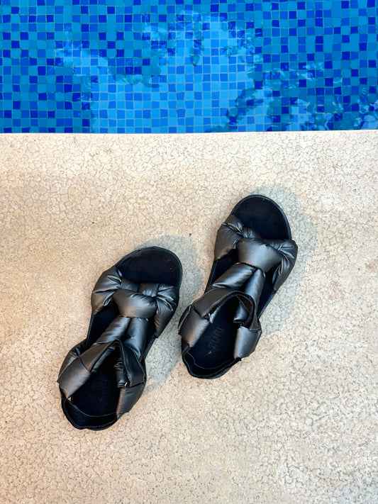 Puffed Sandals - Dark silver