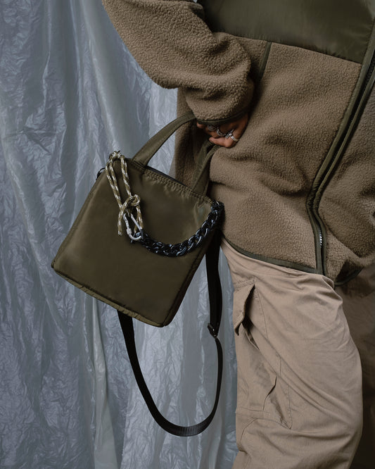 Box handbag olive