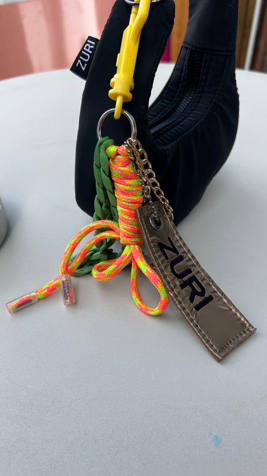 Bag charm - Gold x green