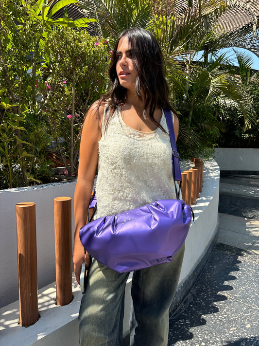 Medium String Bag - Metallic purple