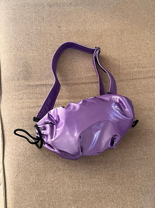 Metallic purple small string bag