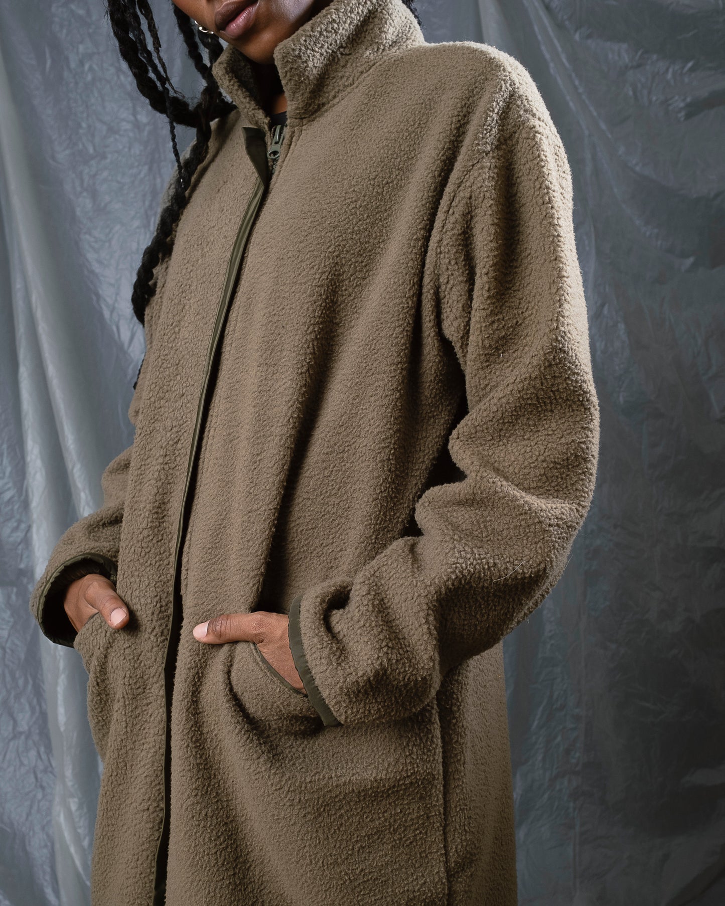 Olive fleece coat