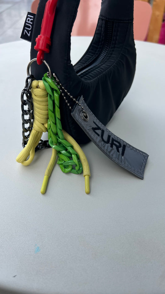 Bag charm - Dark silver x yellow
