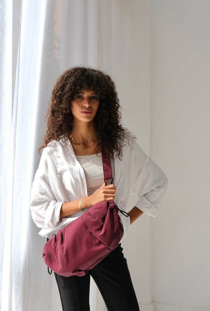 Medium String Bag - Burgundy