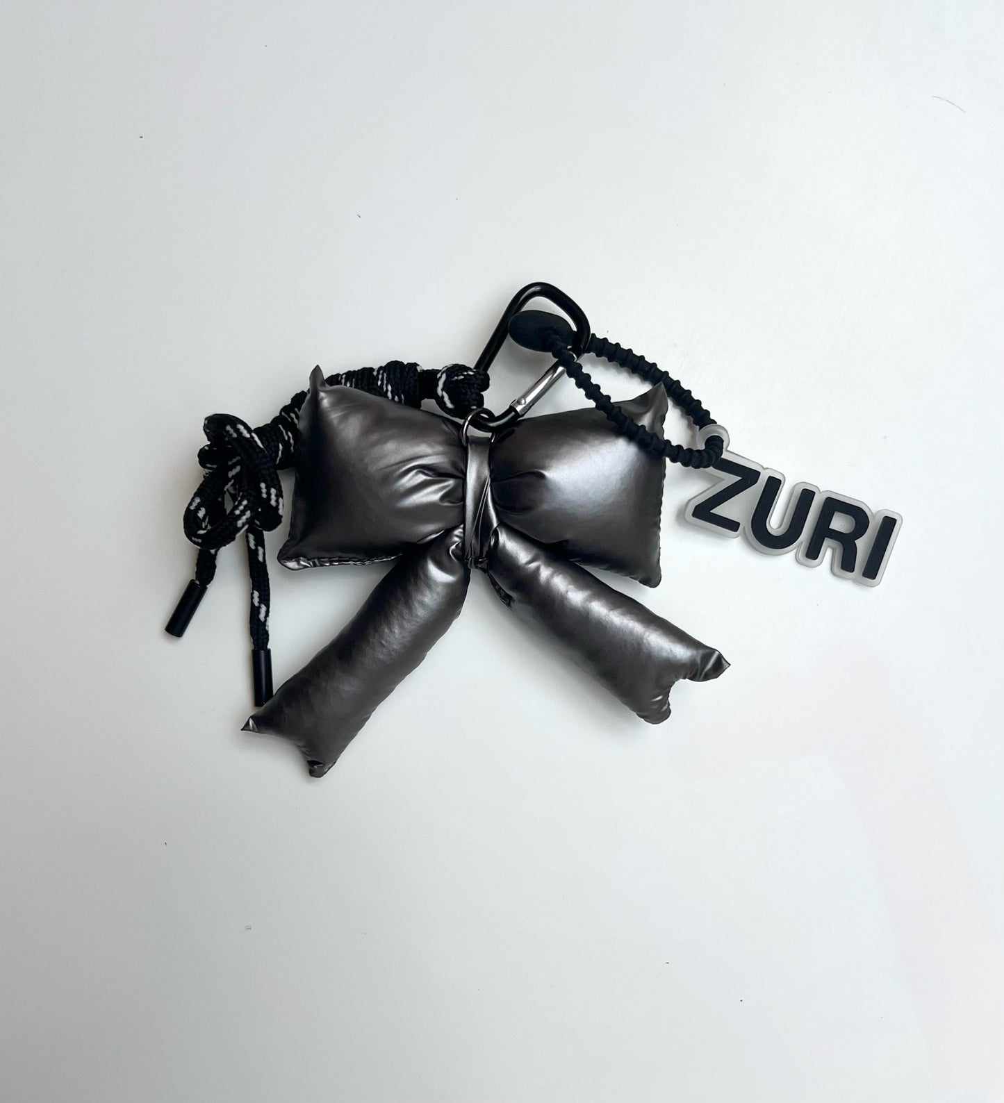 Ribbon charm - dark silver