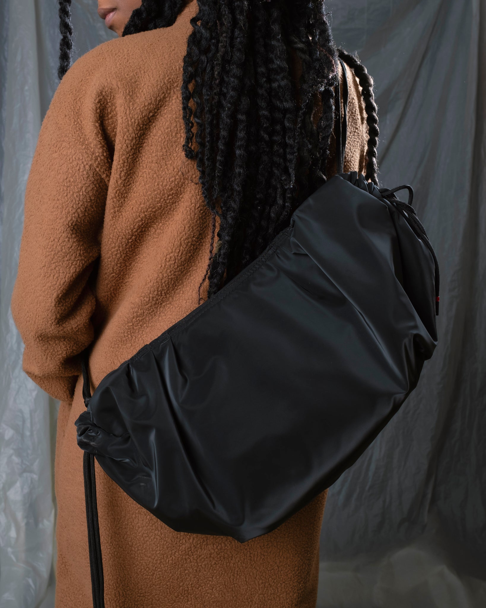 Black large string bag