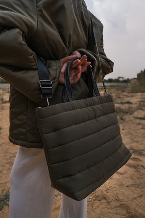 Puffer Handbag - Olive