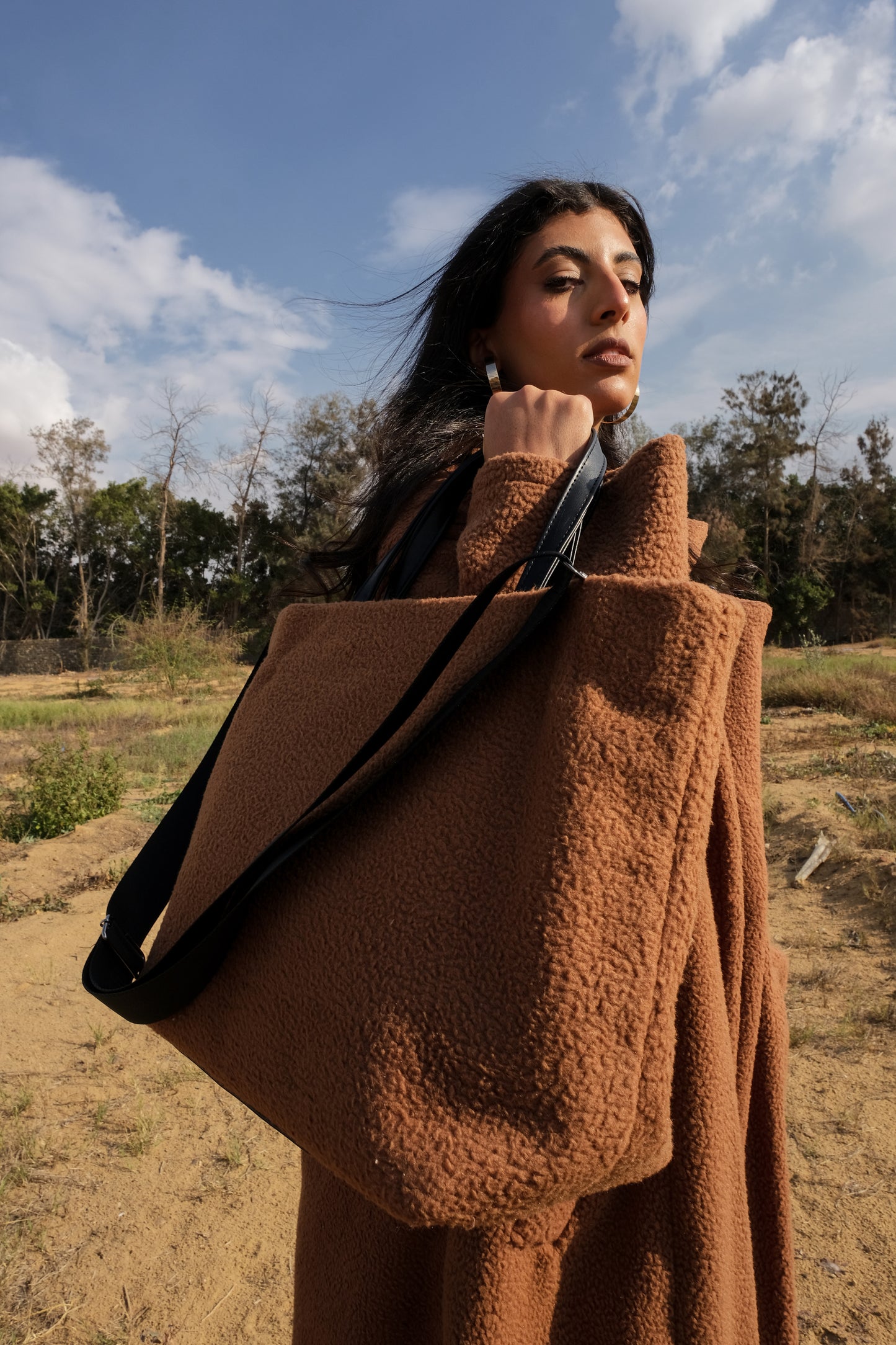 Brown Fleece Handbag