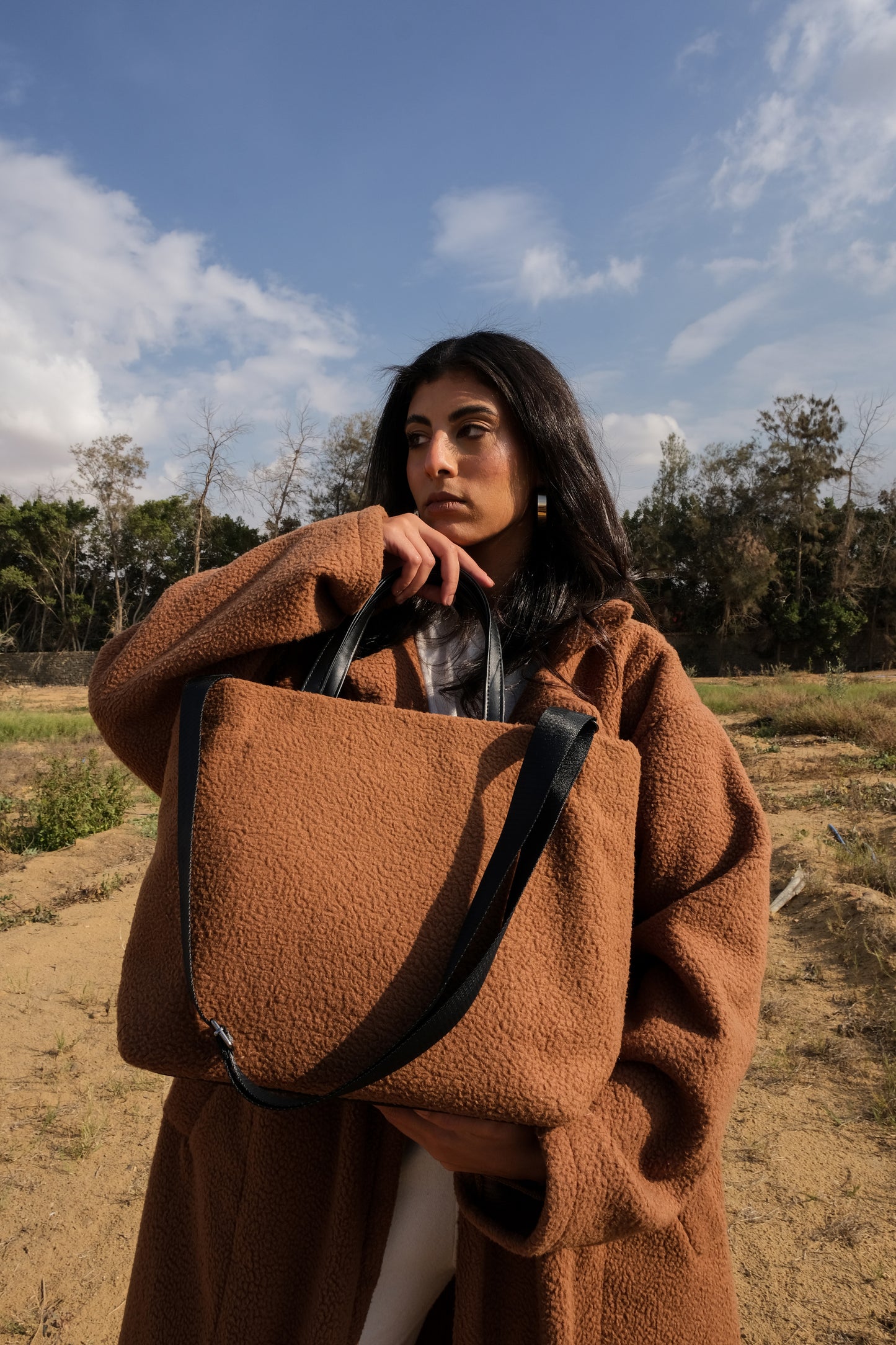 Brown Fleece Handbag